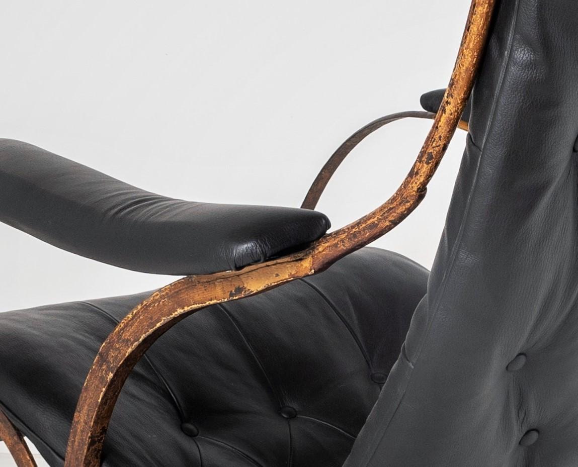 Superbe 19ème siècle. Chaise à bascule en cuir avec cadre en fer de R W Winfield, Angleterre en vente 12