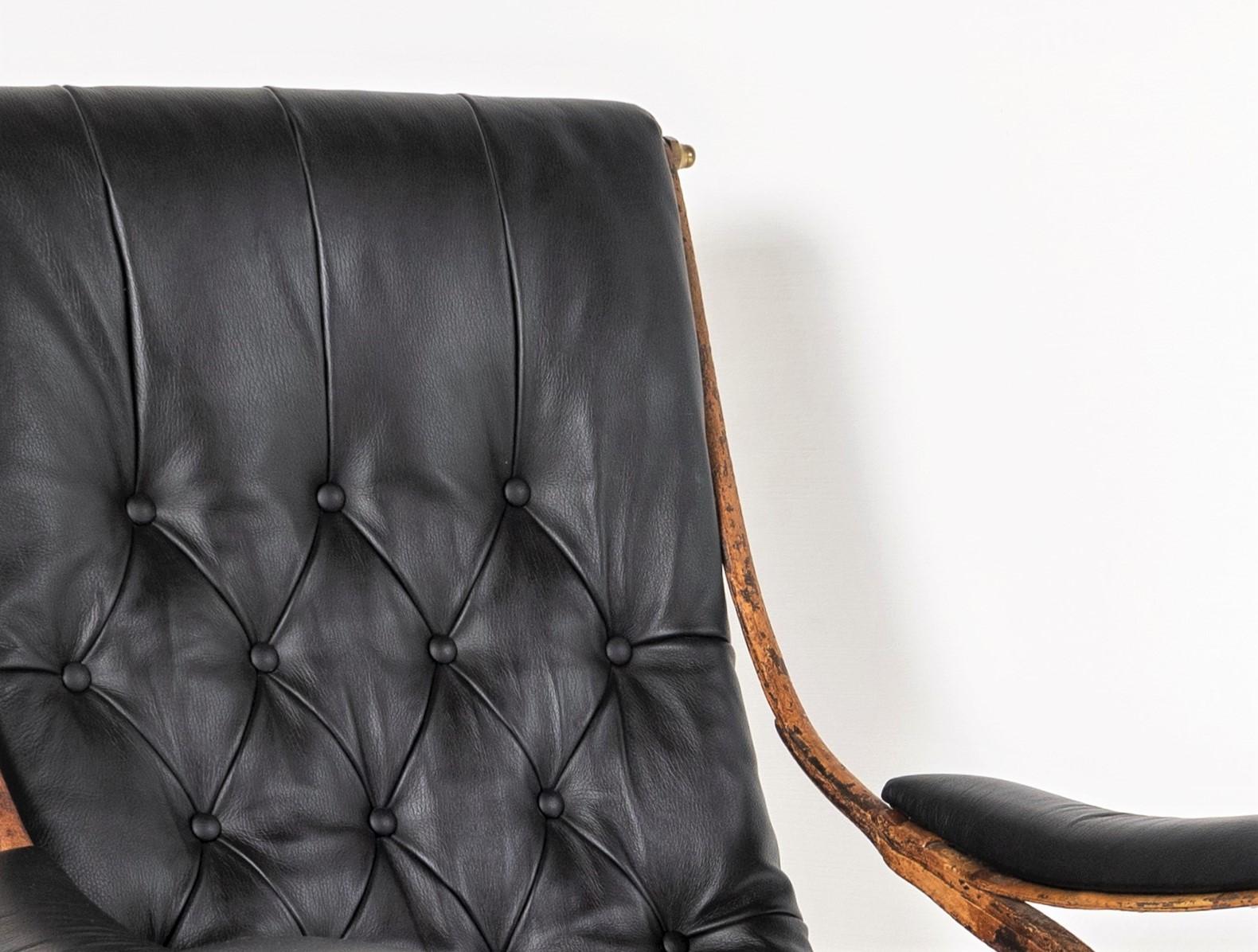 Superbe 19ème siècle. Chaise à bascule en cuir avec cadre en fer de R W Winfield, Angleterre Bon état - En vente à Llanbrynmair, GB