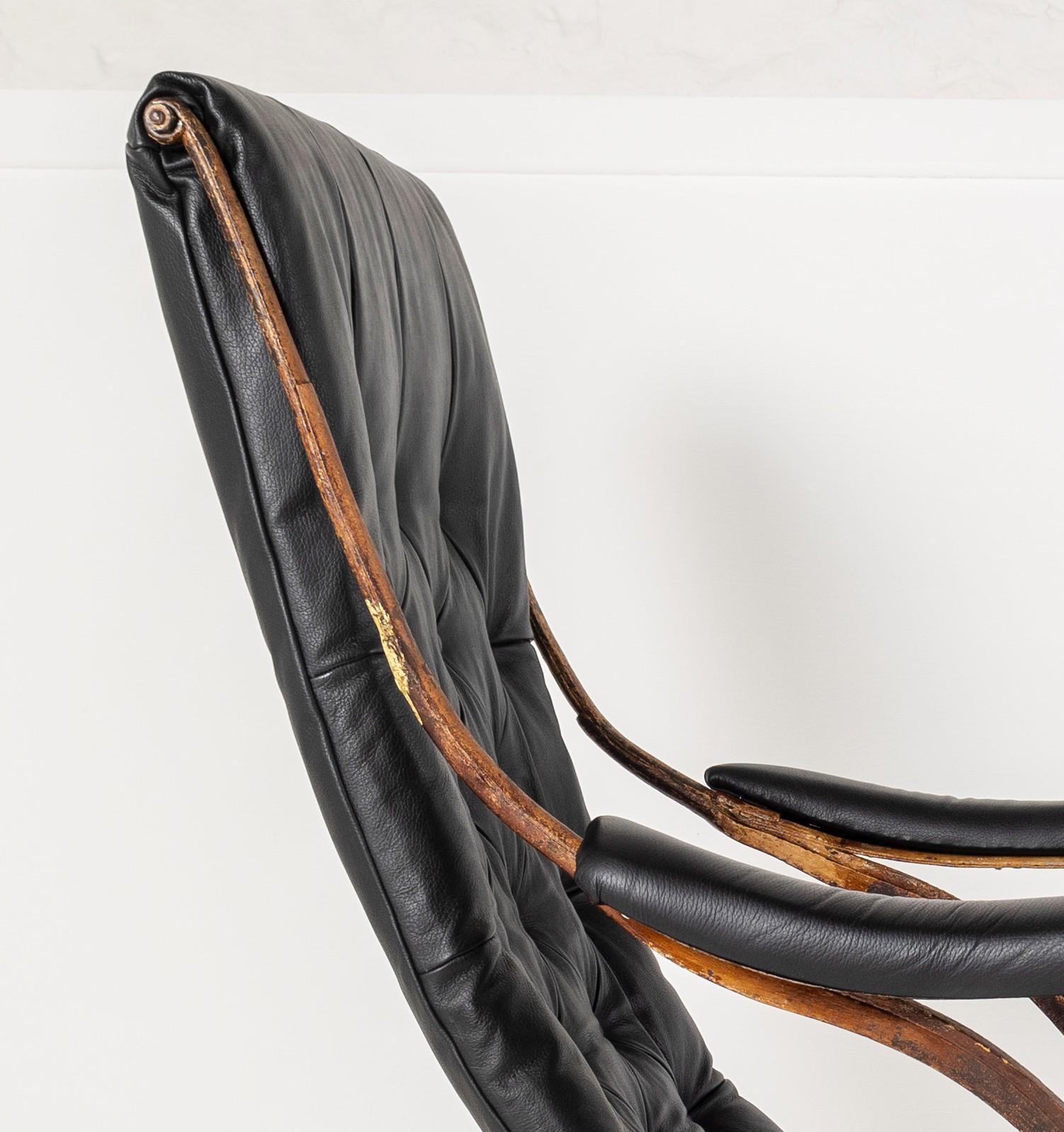 Superbe 19ème siècle. Chaise à bascule en cuir avec cadre en fer de R W Winfield, Angleterre en vente 1