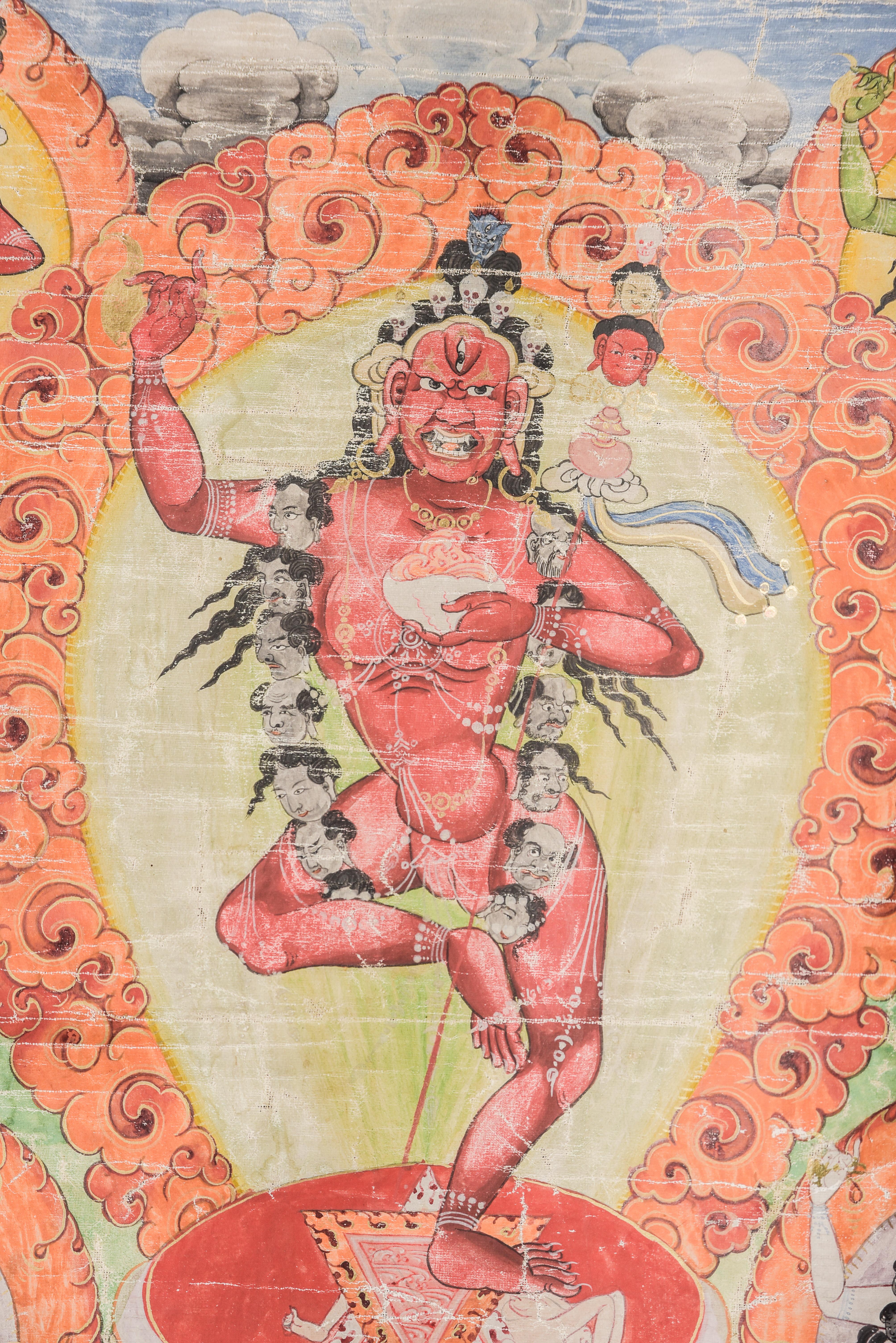 Superbo Thangka mongolo del XIX secolo con 5 Dakini, 10729 in vendita 2