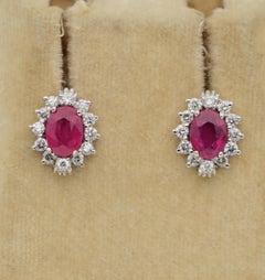 Superb 2.0 Carat Natural Ruby .40 Carat Diamond Classy Vintage Halo Studs