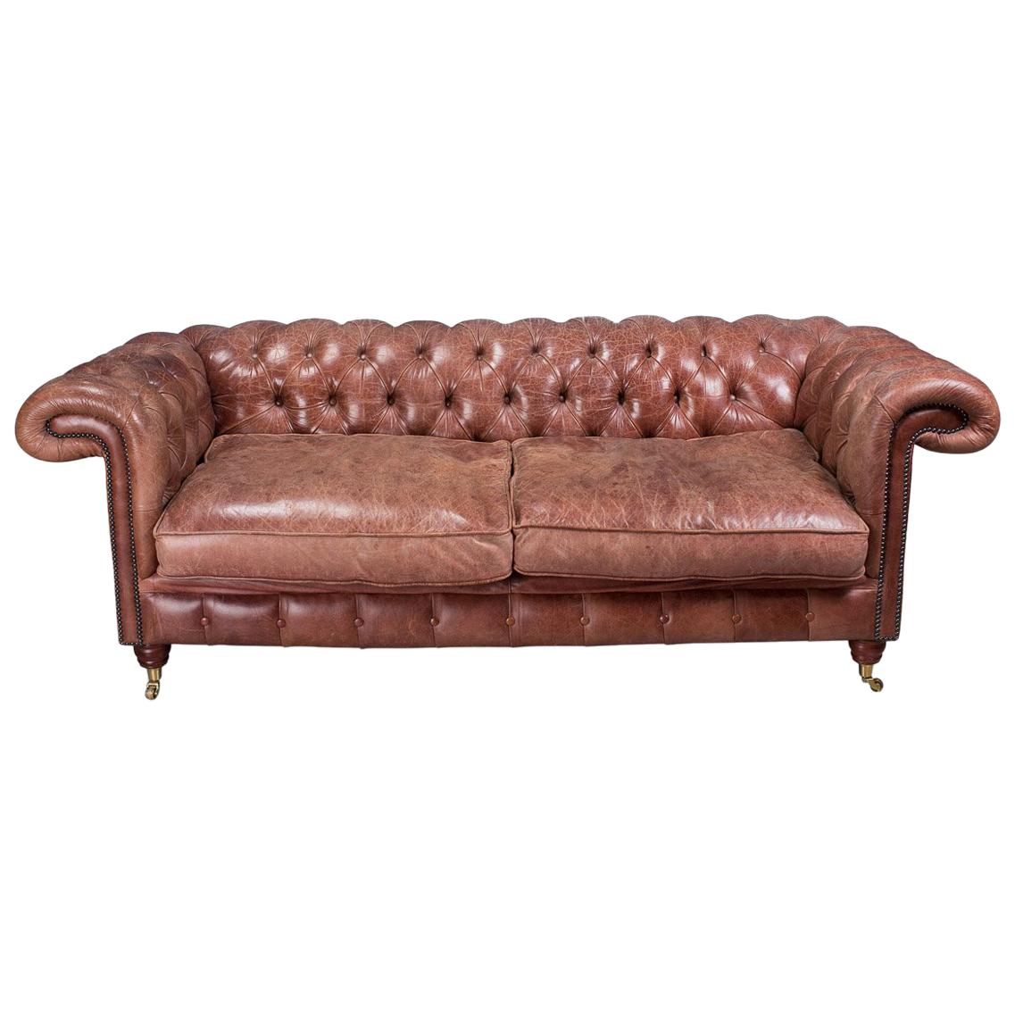 Superb 20th Century Chesterfield Feather Filled Leather Sofa, circa 1990