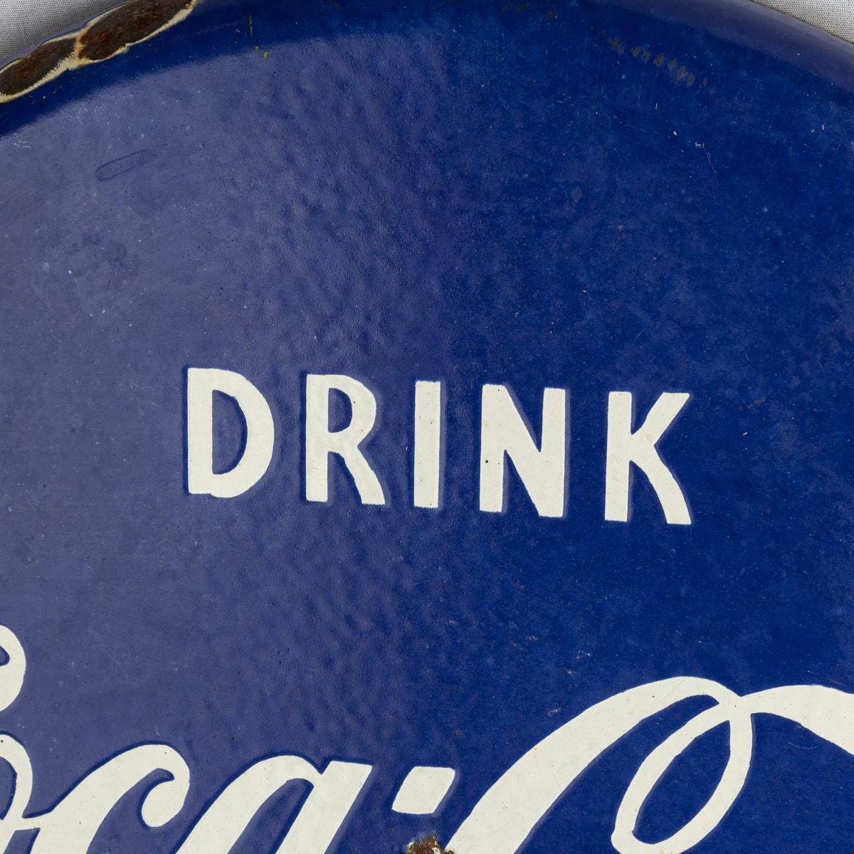 Hervorragendes Werbeschild aus Coca Cola-Emaille des 20. Jahrhunderts, um 1950 (Britisch)