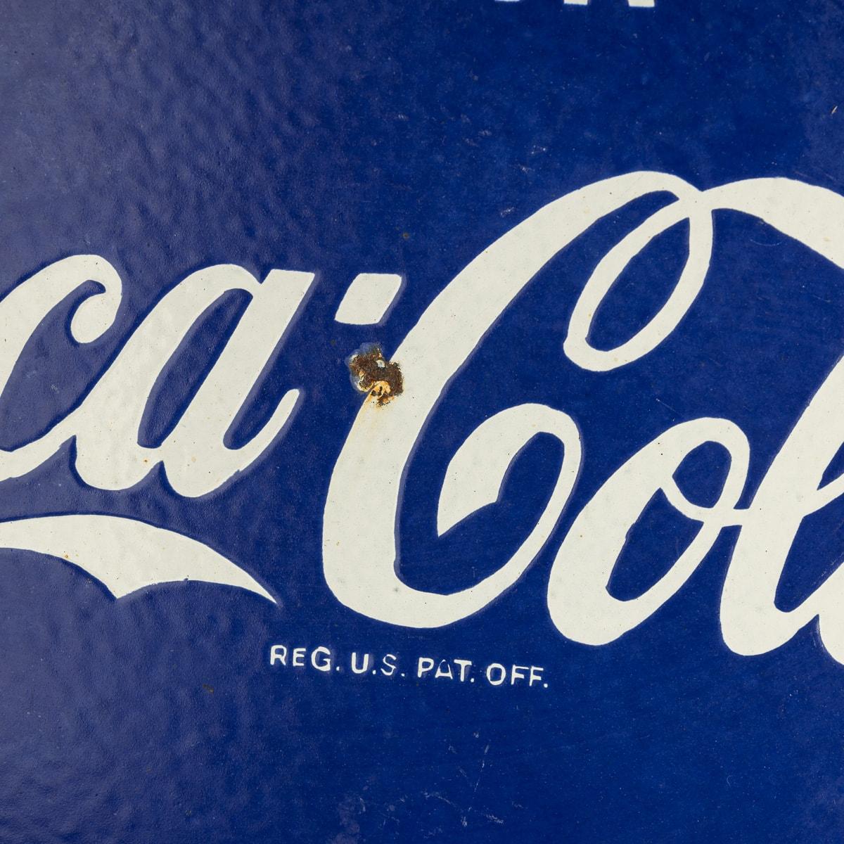 Hervorragendes Werbeschild aus Coca Cola-Emaille des 20. Jahrhunderts, um 1950 (Metall)