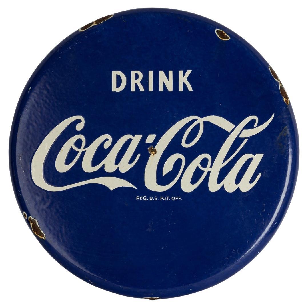 Superb 20th Century Coca Cola Enamel Advertising Sign c.1950