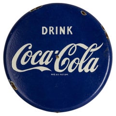 Hervorragendes Werbeschild aus Coca Cola-Emaille des 20. Jahrhunderts, um 1950