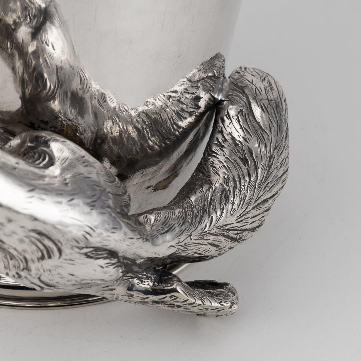Superb 20th Century Italian Silver Plated Fox Wine Cooler, Franco Lapini c.1960 For Sale 8