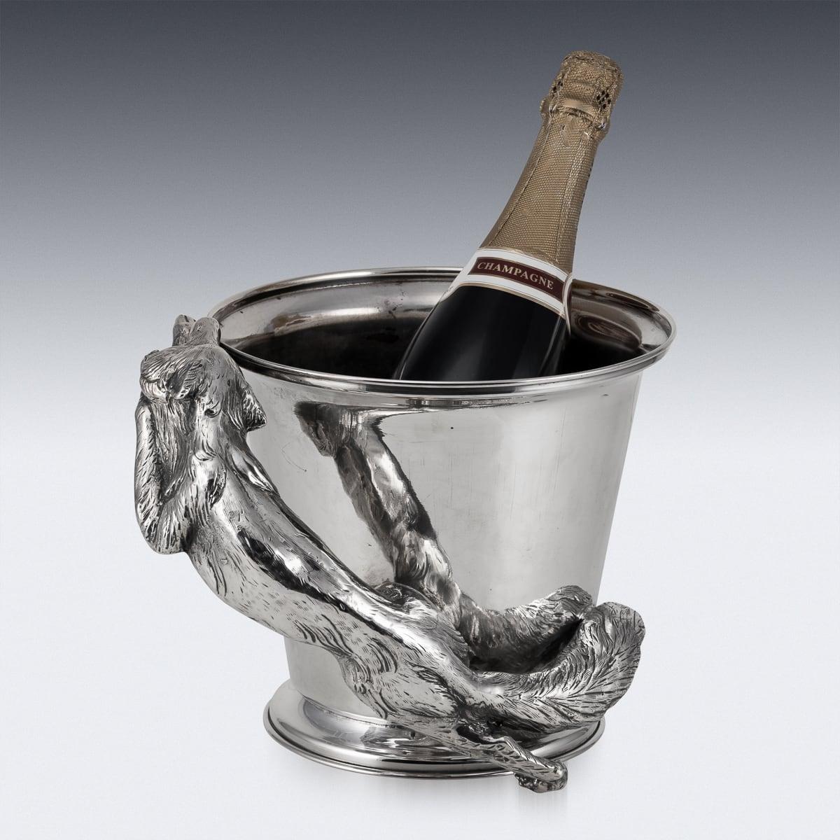 Other Superb 20th Century Italian Silver Plated Fox Wine Cooler, Franco Lapini c.1960 For Sale