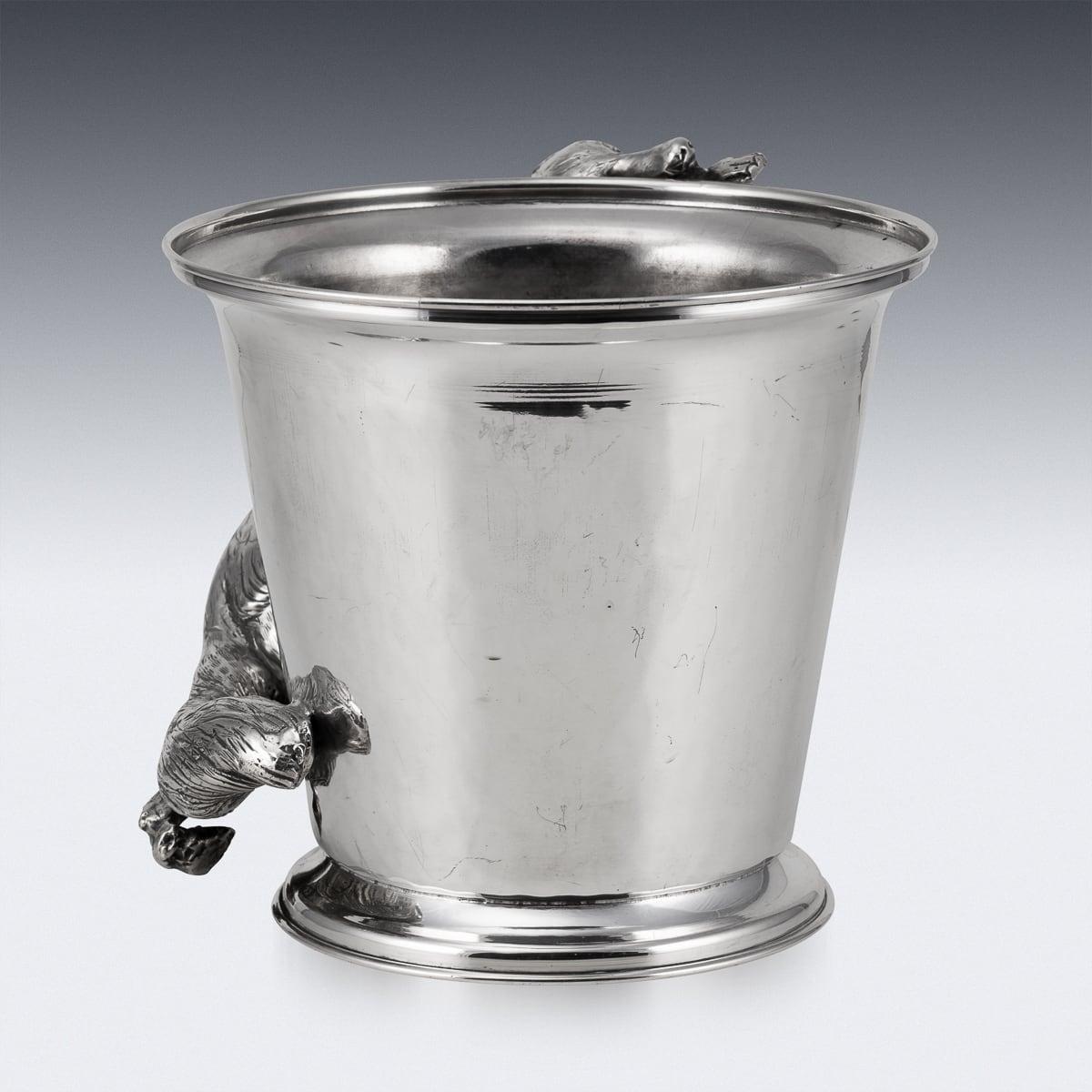 Superb 20th Century Italian Silver Plated Fox Wine Cooler, Franco Lapini c.1960 For Sale 1