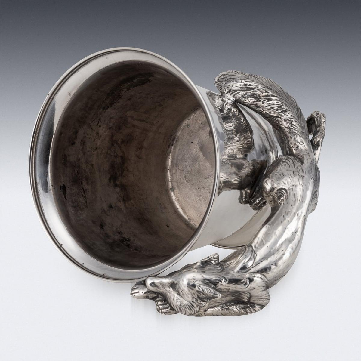Superb 20th Century Italian Silver Plated Fox Wine Cooler, Franco Lapini c.1960 For Sale 3