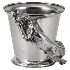 Superb 20th Century Italian Silver Plated Fox Wine Cooler, Franco Lapini c.1960