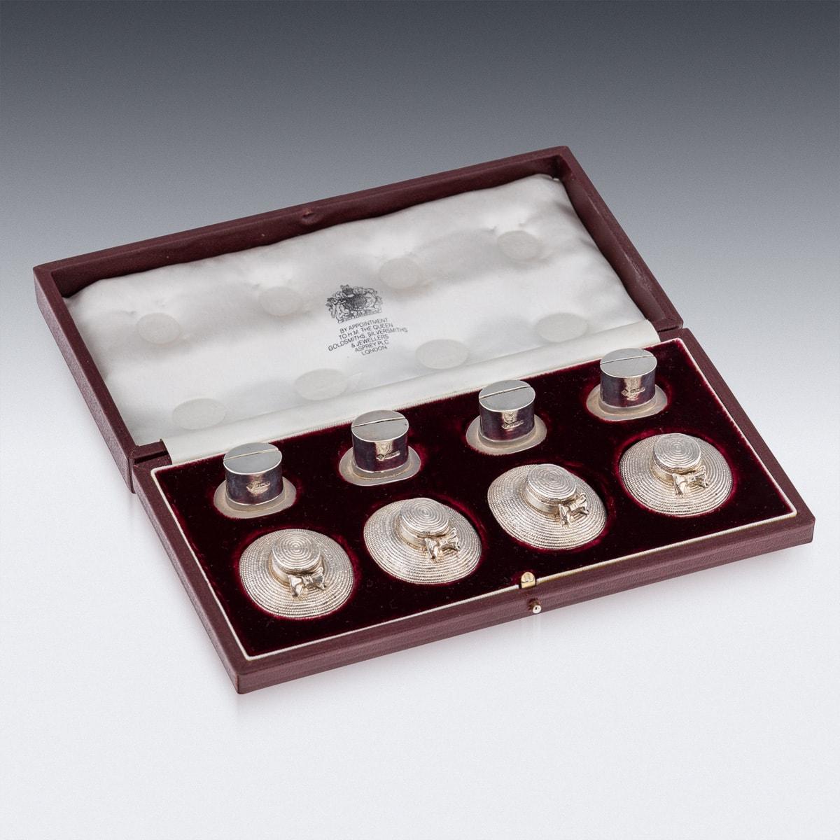 Hervorragendes Set von sechzehn Menu-Haltern aus massivem Silber des 20. Jahrhunderts, Asprey & Co, ca. 1990 (Sonstiges) im Angebot