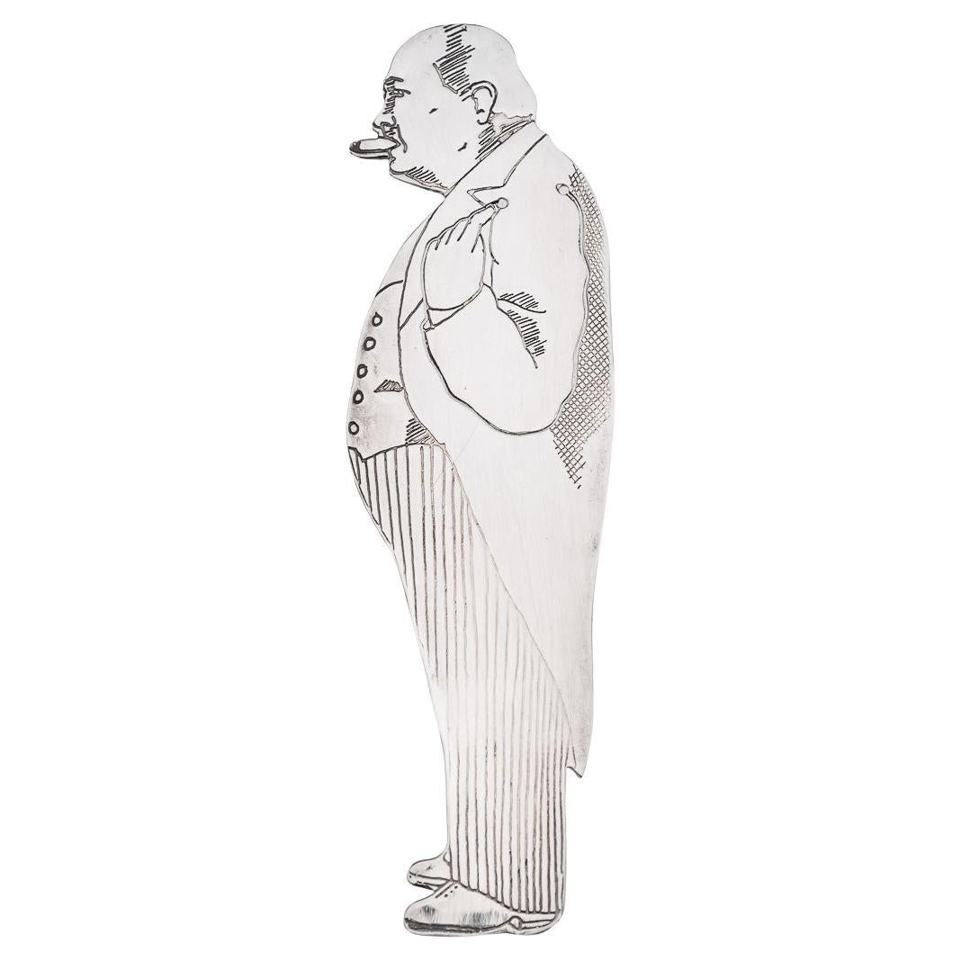Magnífico marcapáginas de plata maciza del siglo XX de Winston Churchill, Londres c.1975