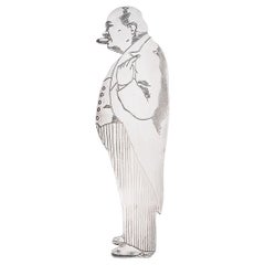 Superbe chevalière fantaisie en argent massif du 20e siècle de Winston Churchill, Londres, vers 1975