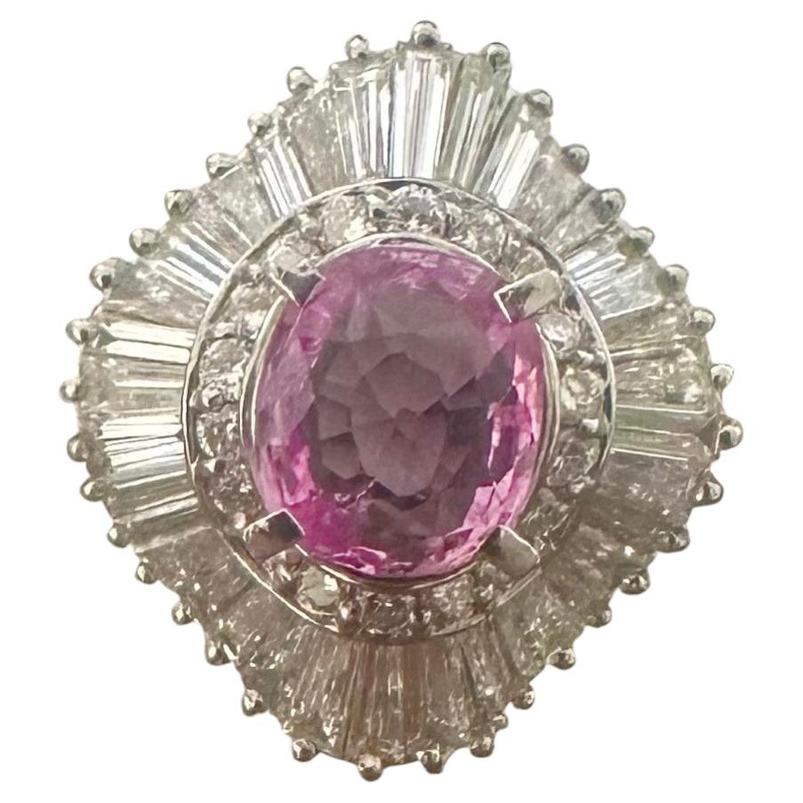 Superb 2,17ct Pink Sapphire & Diamant Platin Ring