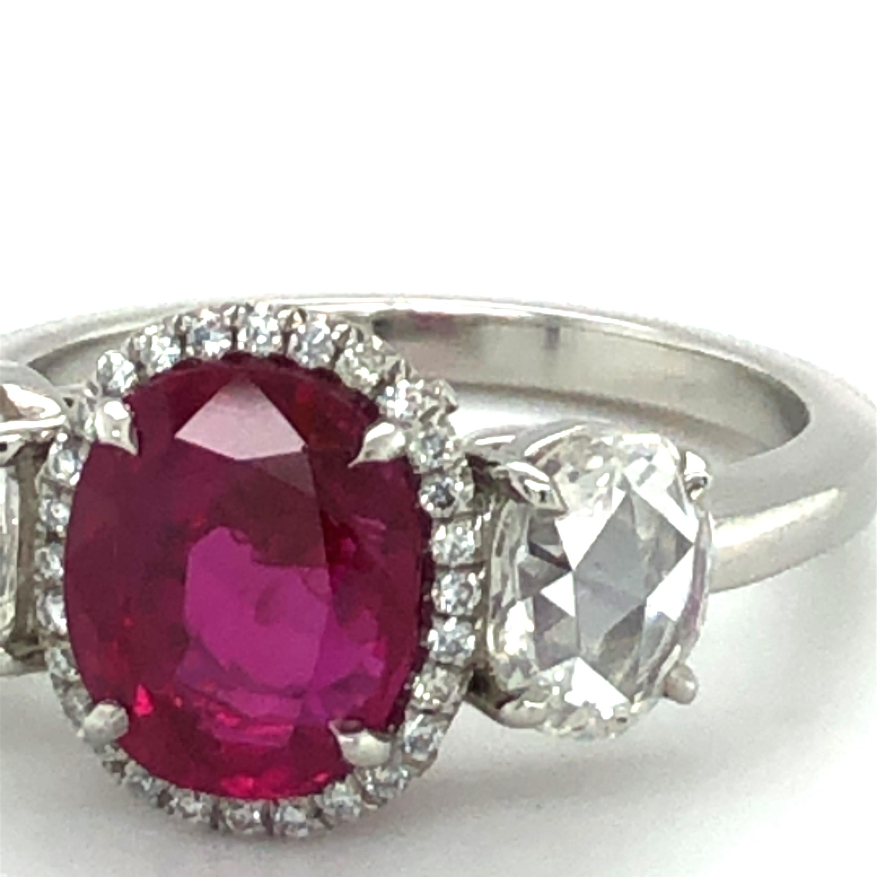 Superb 2.73 Carat Burma Ruby and Diamond Ring in Platinum 950 4