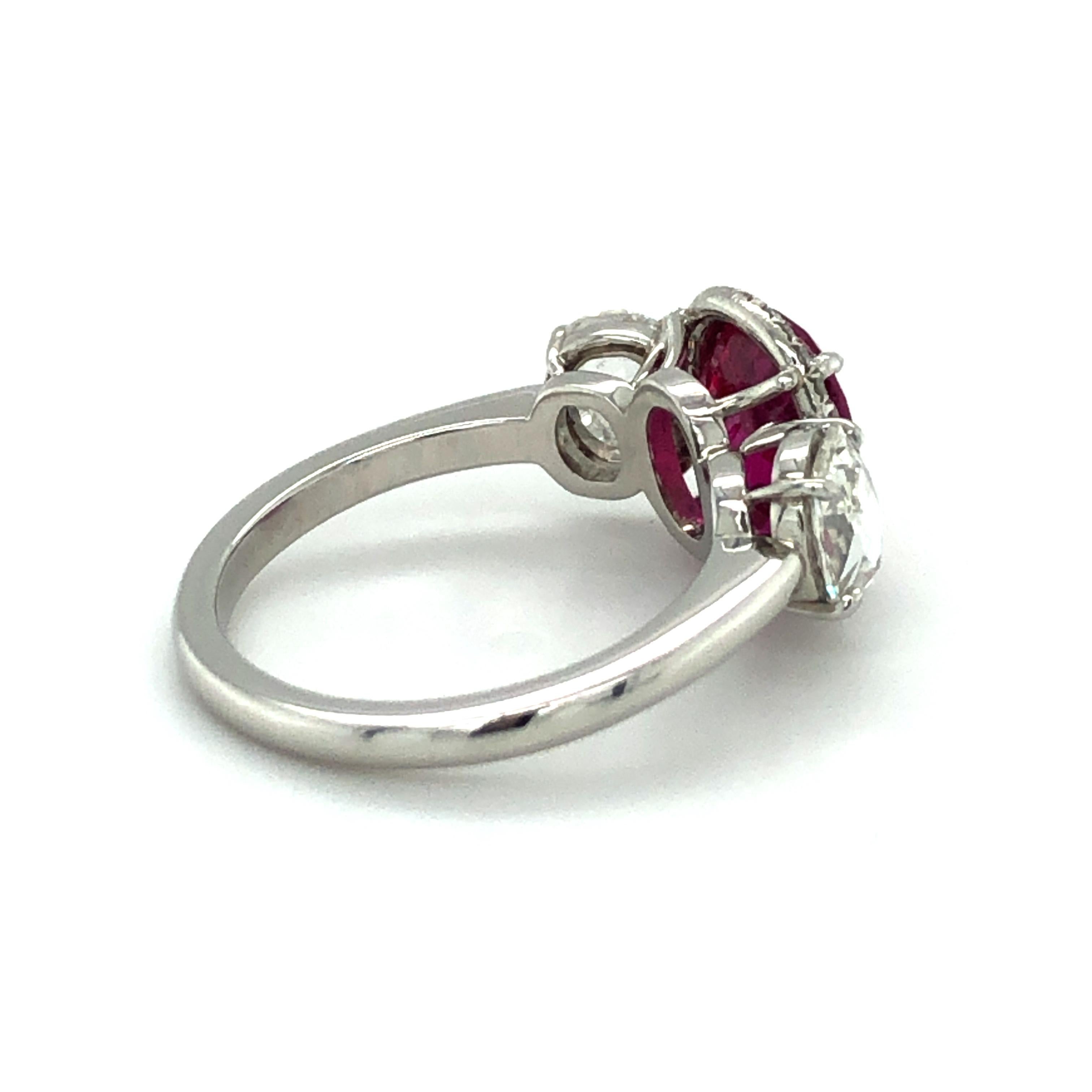 Superb 2.73 Carat Burma Ruby and Diamond Ring in Platinum 950 5