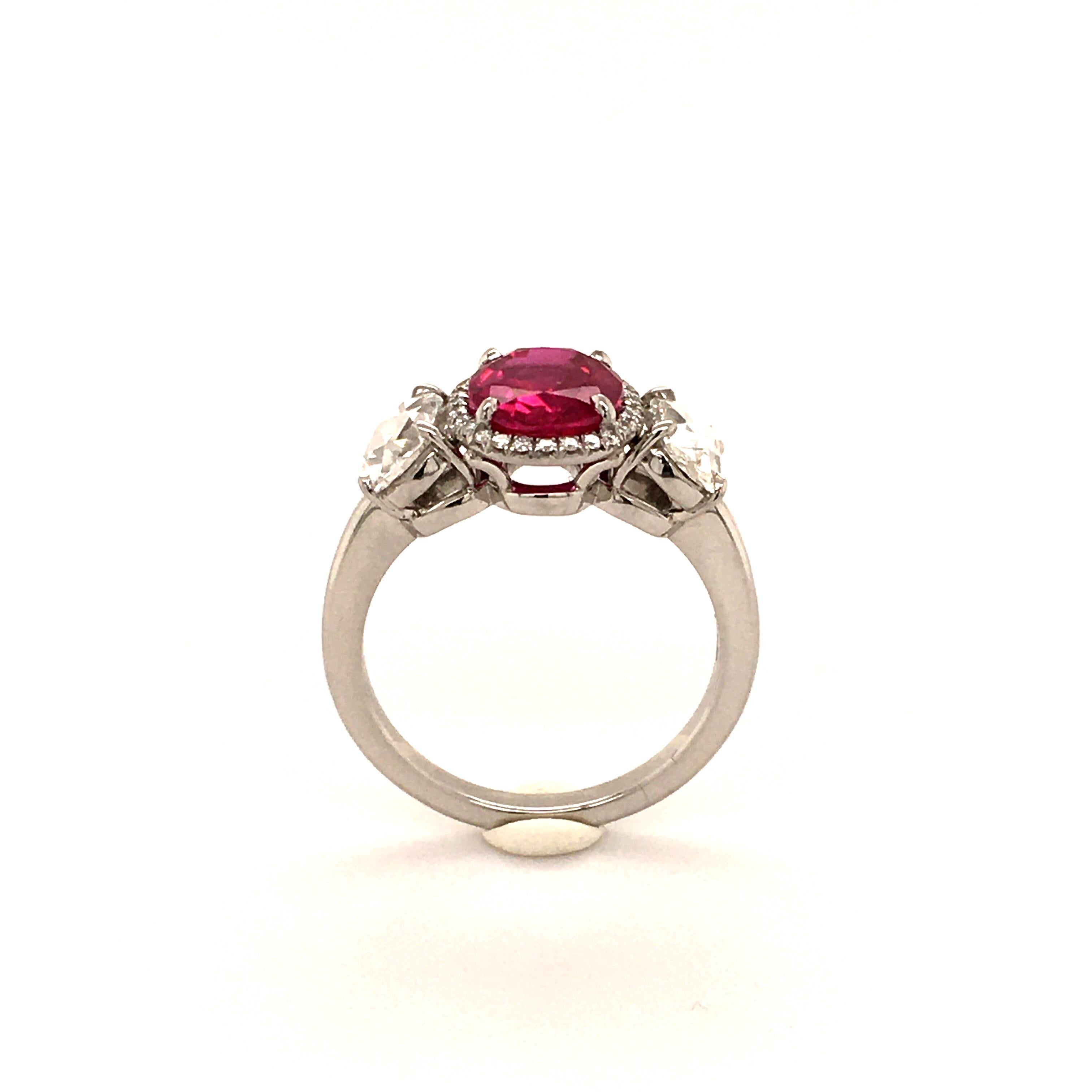 Superb 2.73 Carat Burma Ruby and Diamond Ring in Platinum 950 1