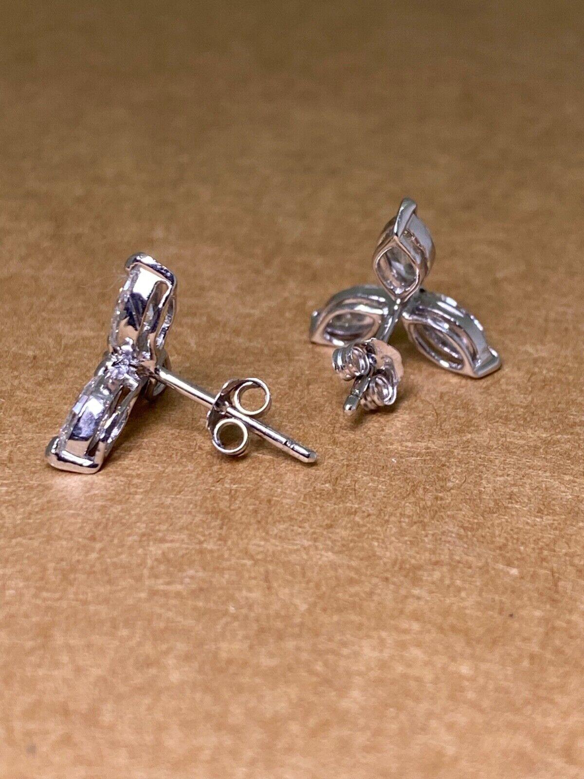 Superb 3-Petal Flower Marquise Cut Diamond (1.40ct) Stud Earrings in Platinum  For Sale 1