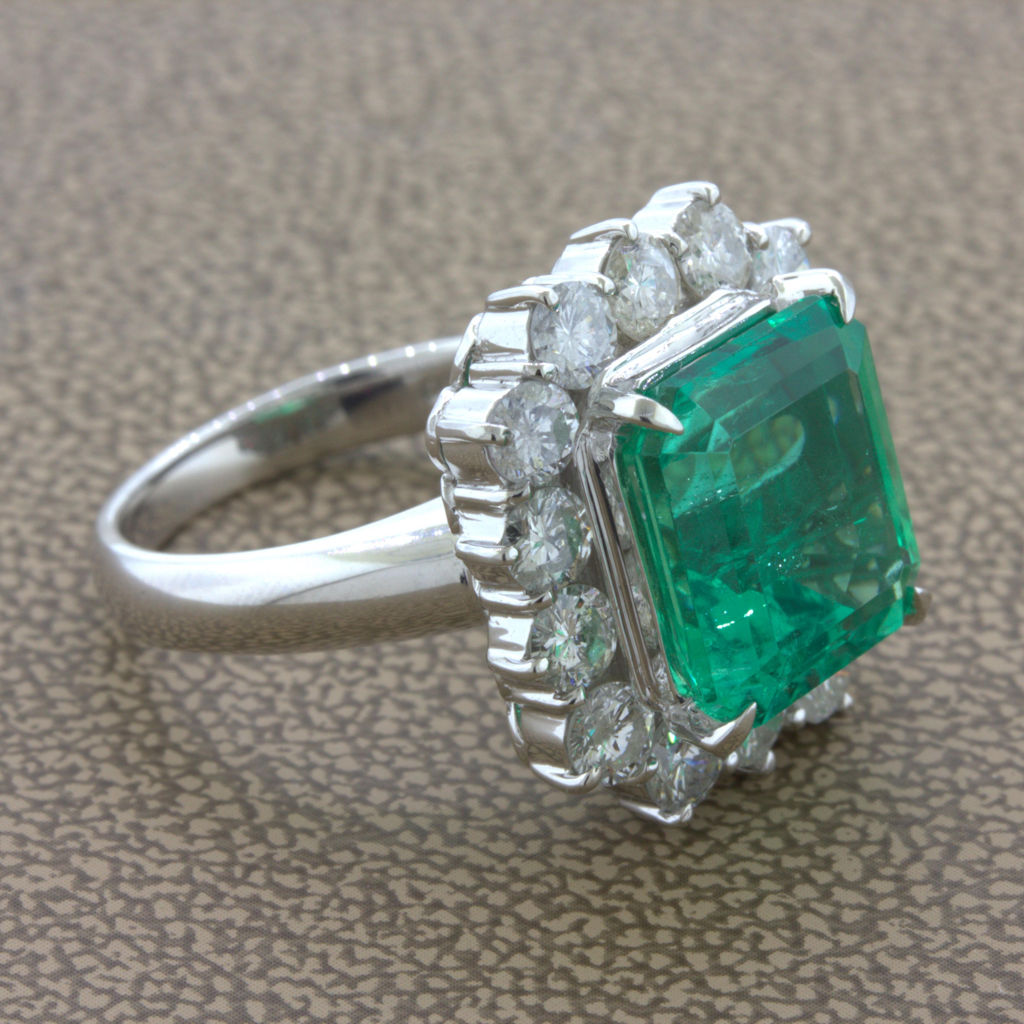 Superb 6.12 Carat Colombian Emerald Diamond Platinum Ring, GIA Certified In New Condition In Beverly Hills, CA