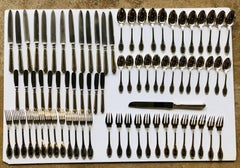 Superb 77 Piece Buccellati Sterling Silver Empire or Impero Flatware Set for 12