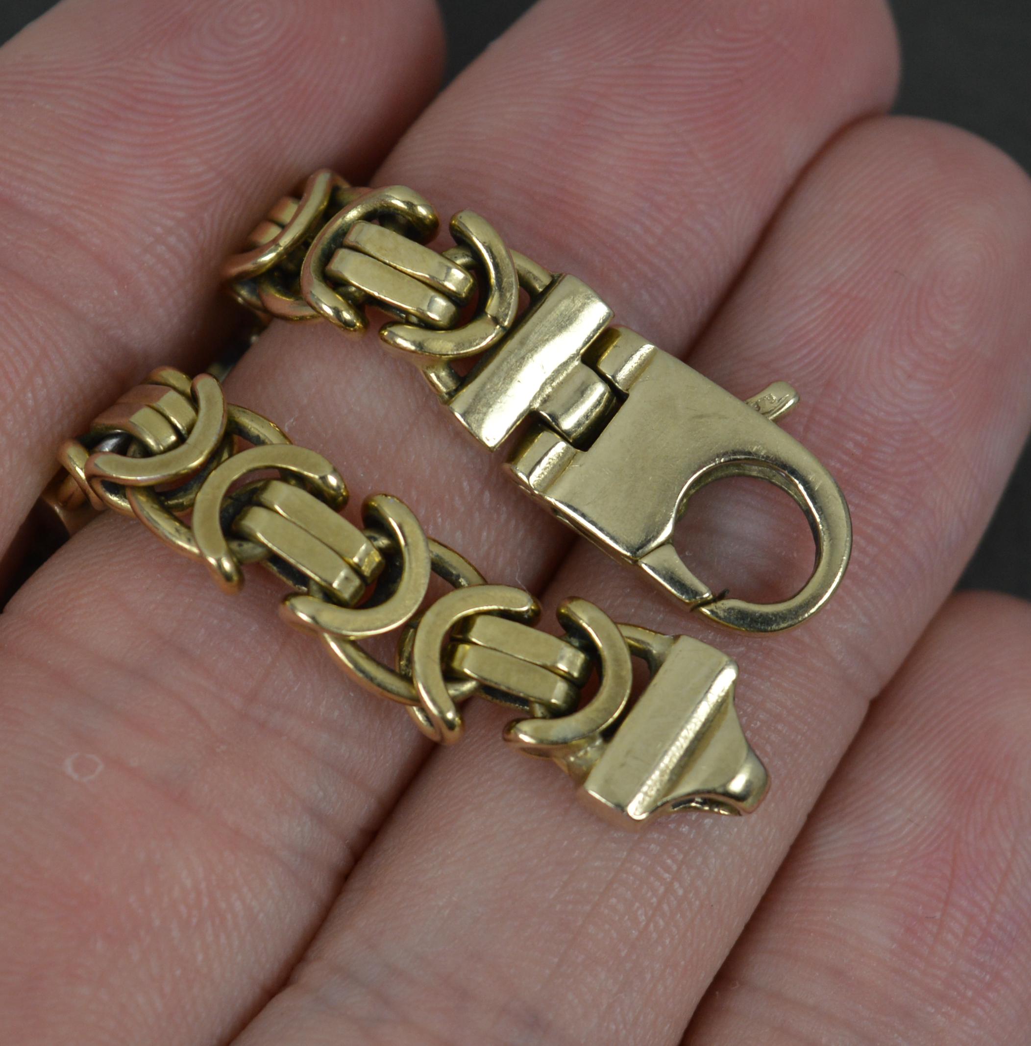 Superb 9 Carat Gold Two Tone Byzantine Bracelet For Sale 1