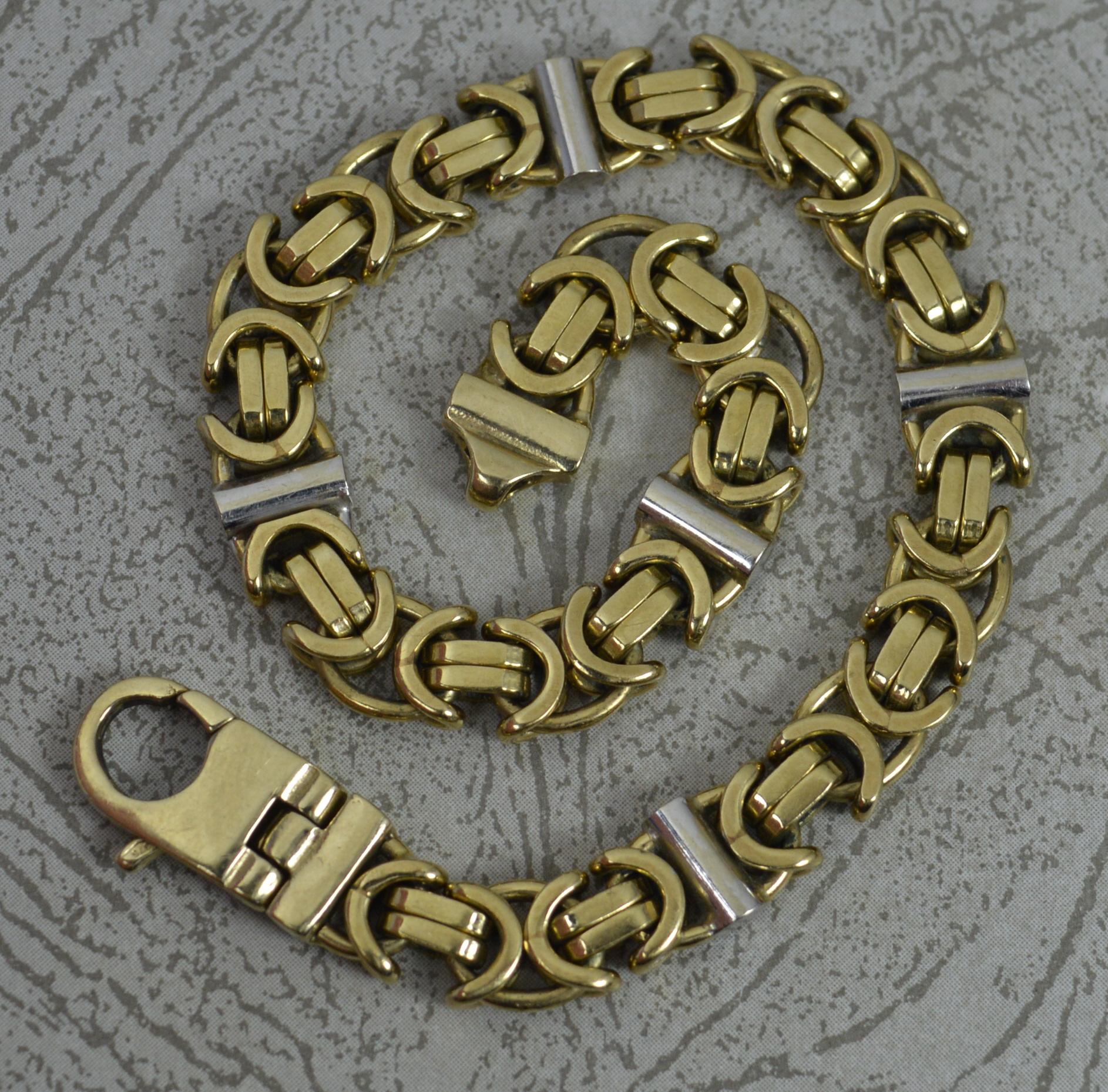 Superb 9 Carat Gold Two Tone Byzantine Bracelet 2