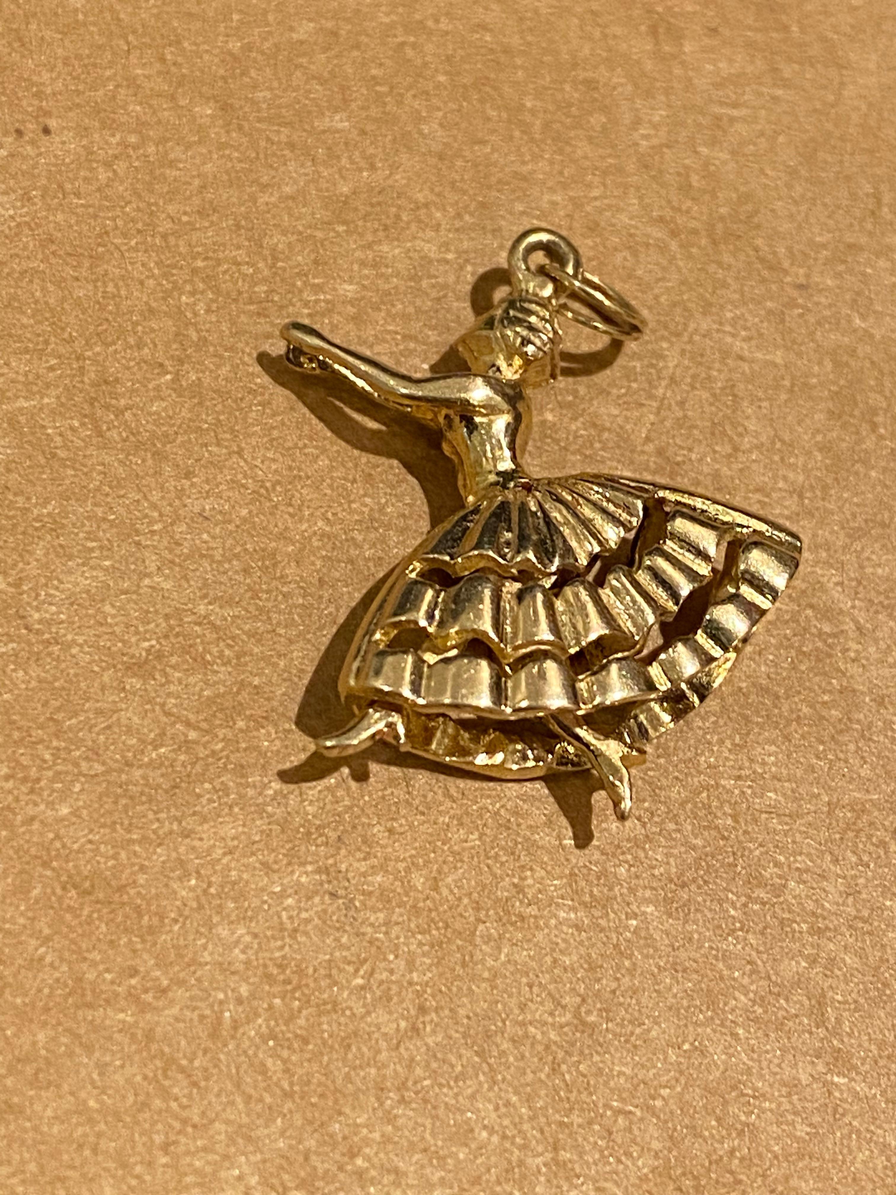Women's Superb 9K Yellow Gold Dancer / Ballerina with Moving Legs Charm. England, c1961. For Sale