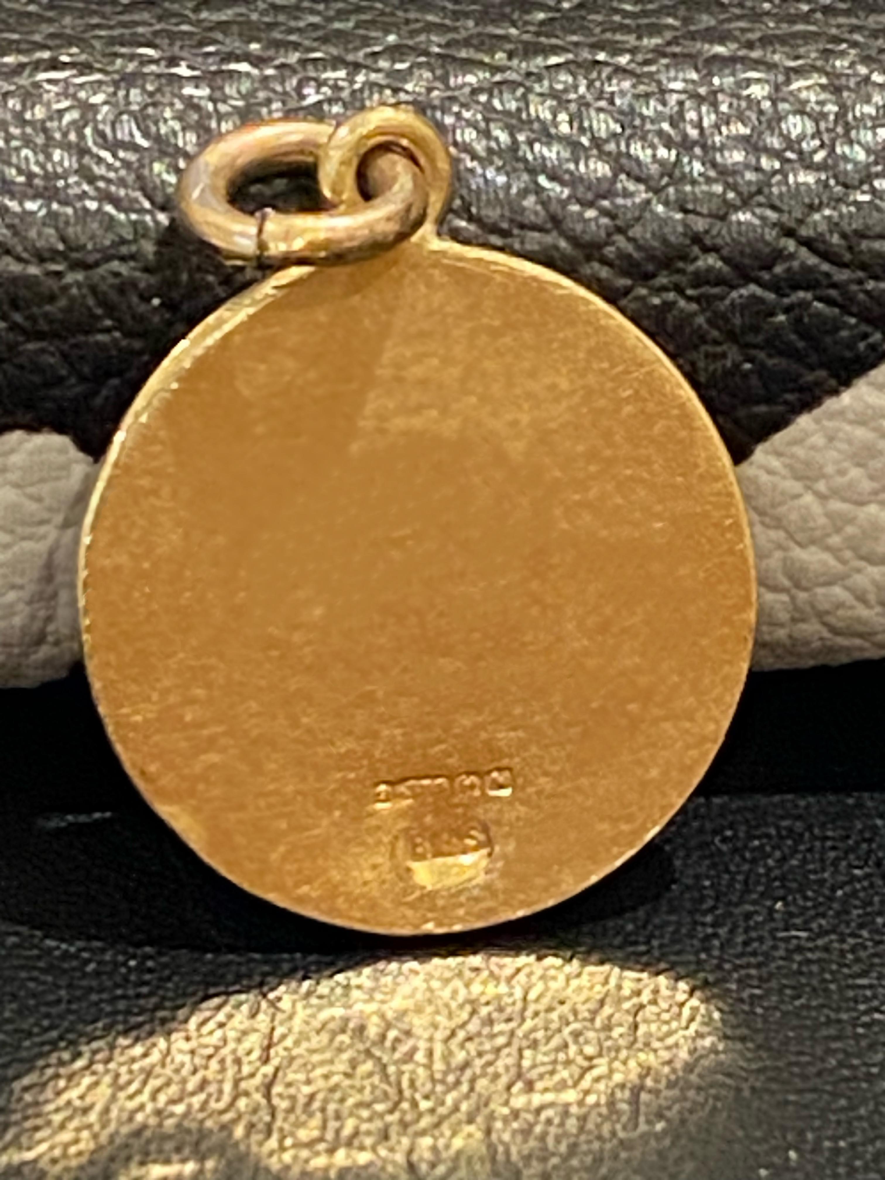 Women's or Men's Superb 9K Yellow Gold Vintage Poseidon Olympian Coin Charm. England, c1962. For Sale