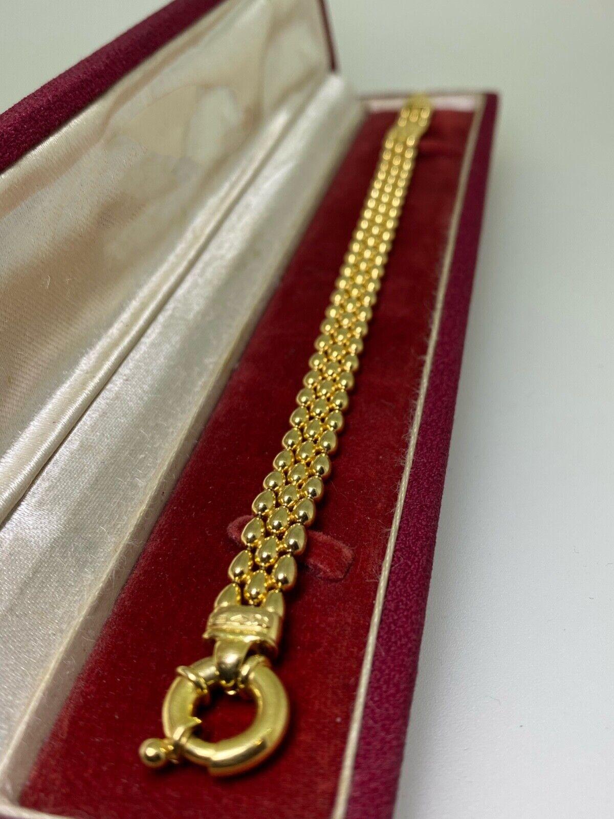 Modern Superb 9Kt Yellow Gold Italian Panther Link Bracelet, c2000s. Mint Condition. For Sale