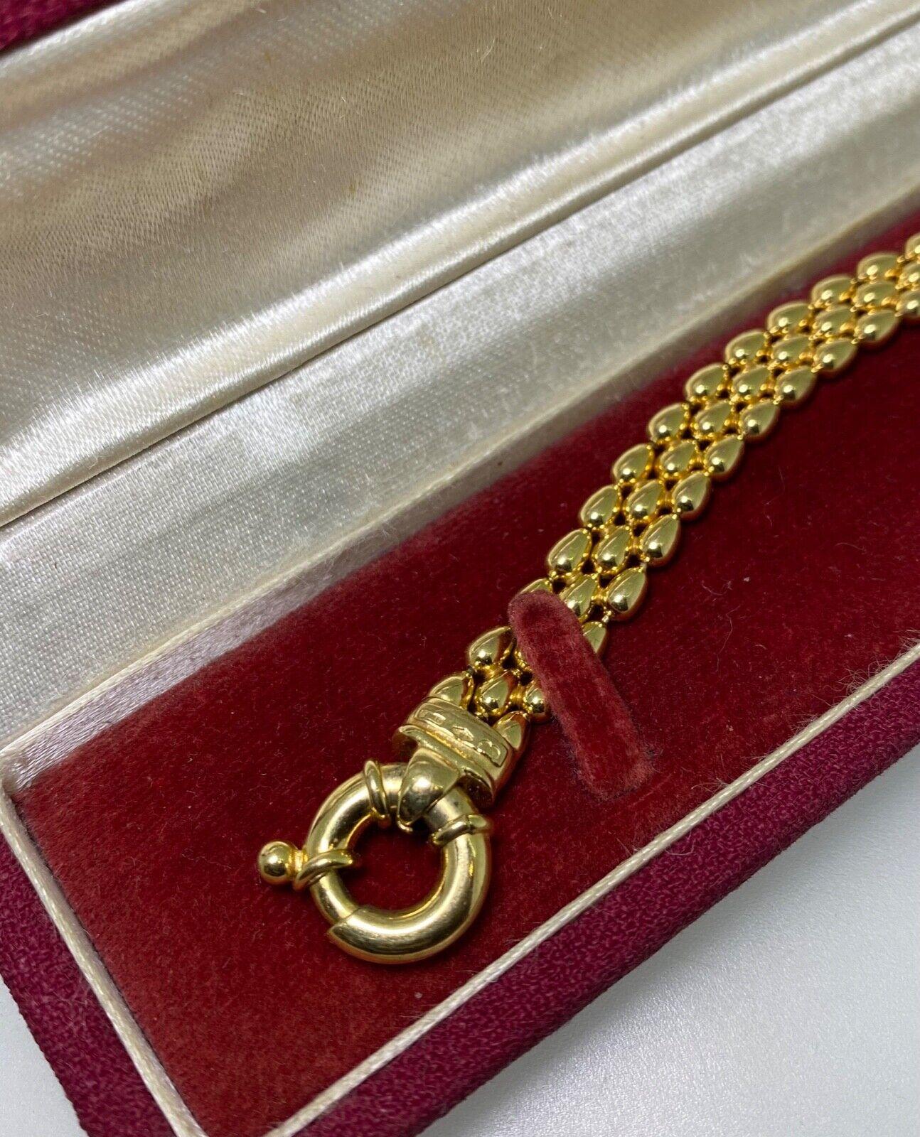 Superb 9Kt Yellow Gold Italian Panther Link Bracelet, c2000s. Mint Condition. For Sale 1