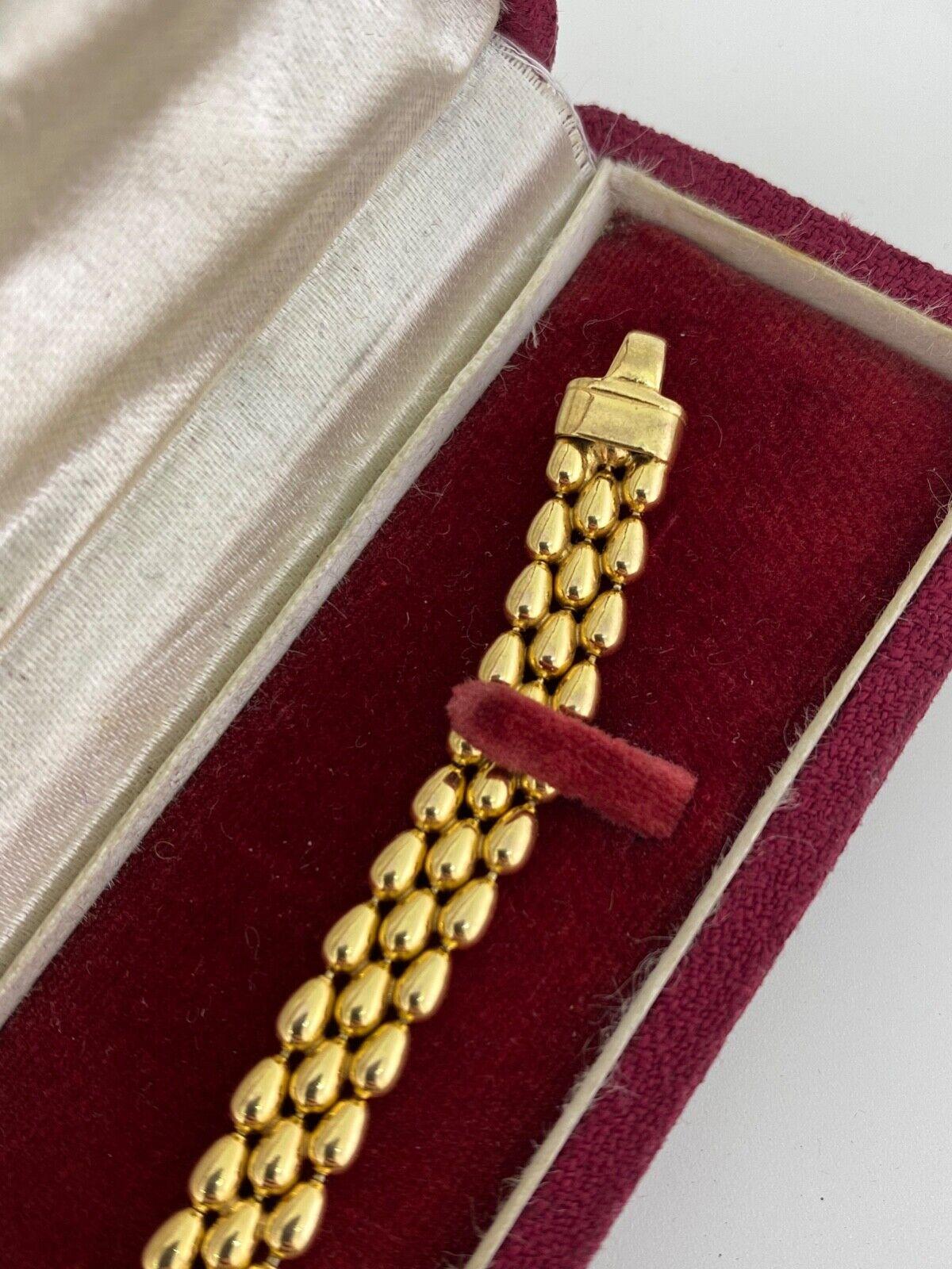 Superb 9Kt Yellow Gold Italian Panther Link Bracelet, c2000s. Mint Condition. For Sale 2