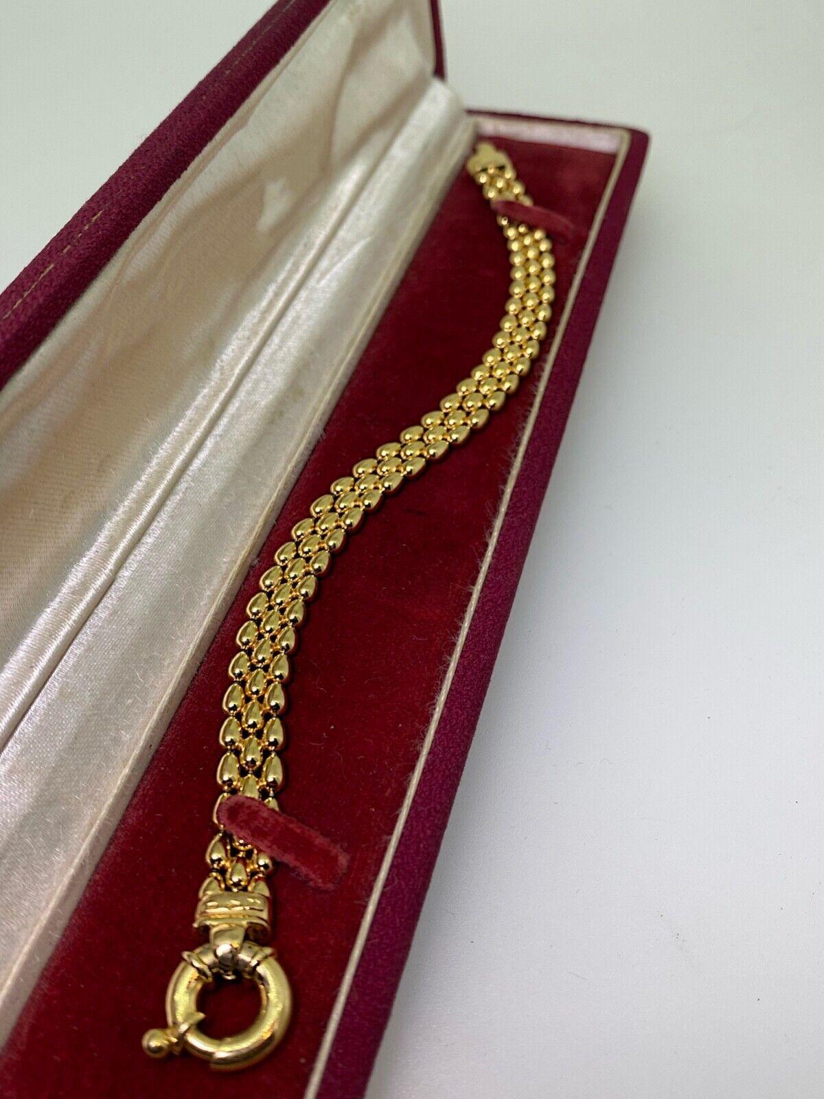 Superb 9Kt Yellow Gold Italian Panther Link Bracelet, c2000s. Mint Condition. For Sale 3