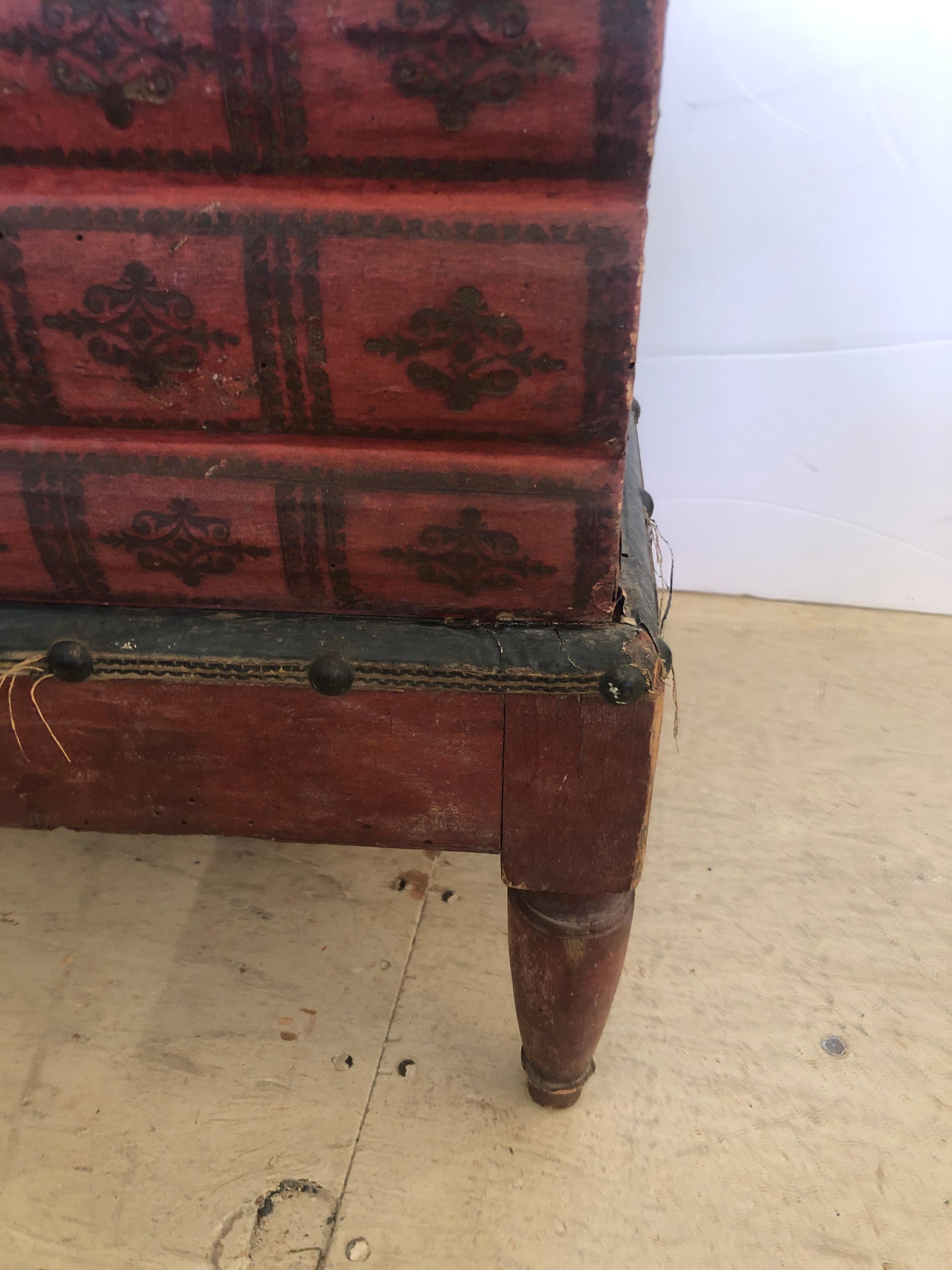 Superb Aged 19th Century Italian Paper Wrapped Trompe l'oeil Book Side Table Box 11