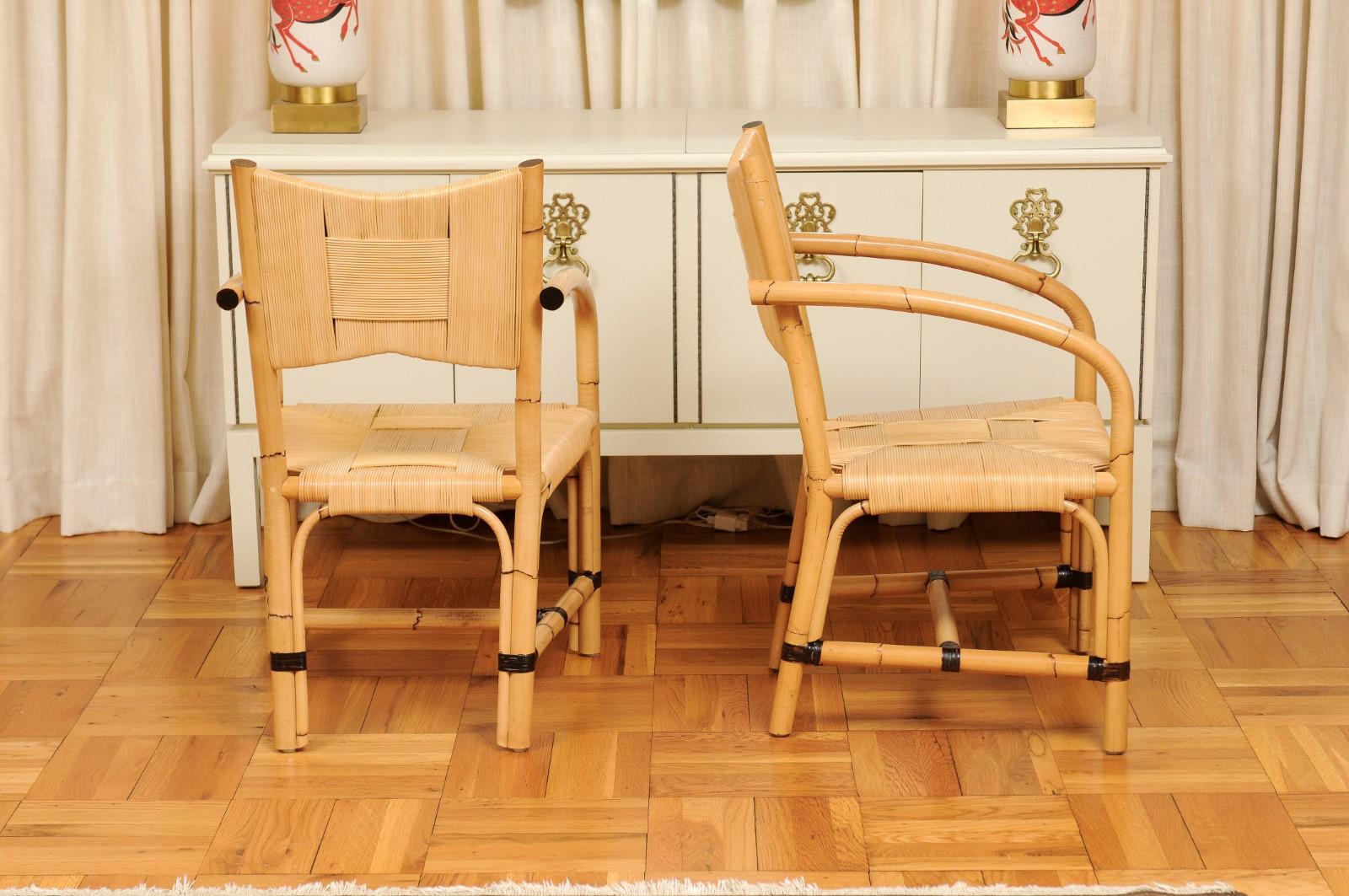 Superbo set di 12 sedie in rattan di canna merbau ALL ARMS di John Hutton per Donghia in vendita 5