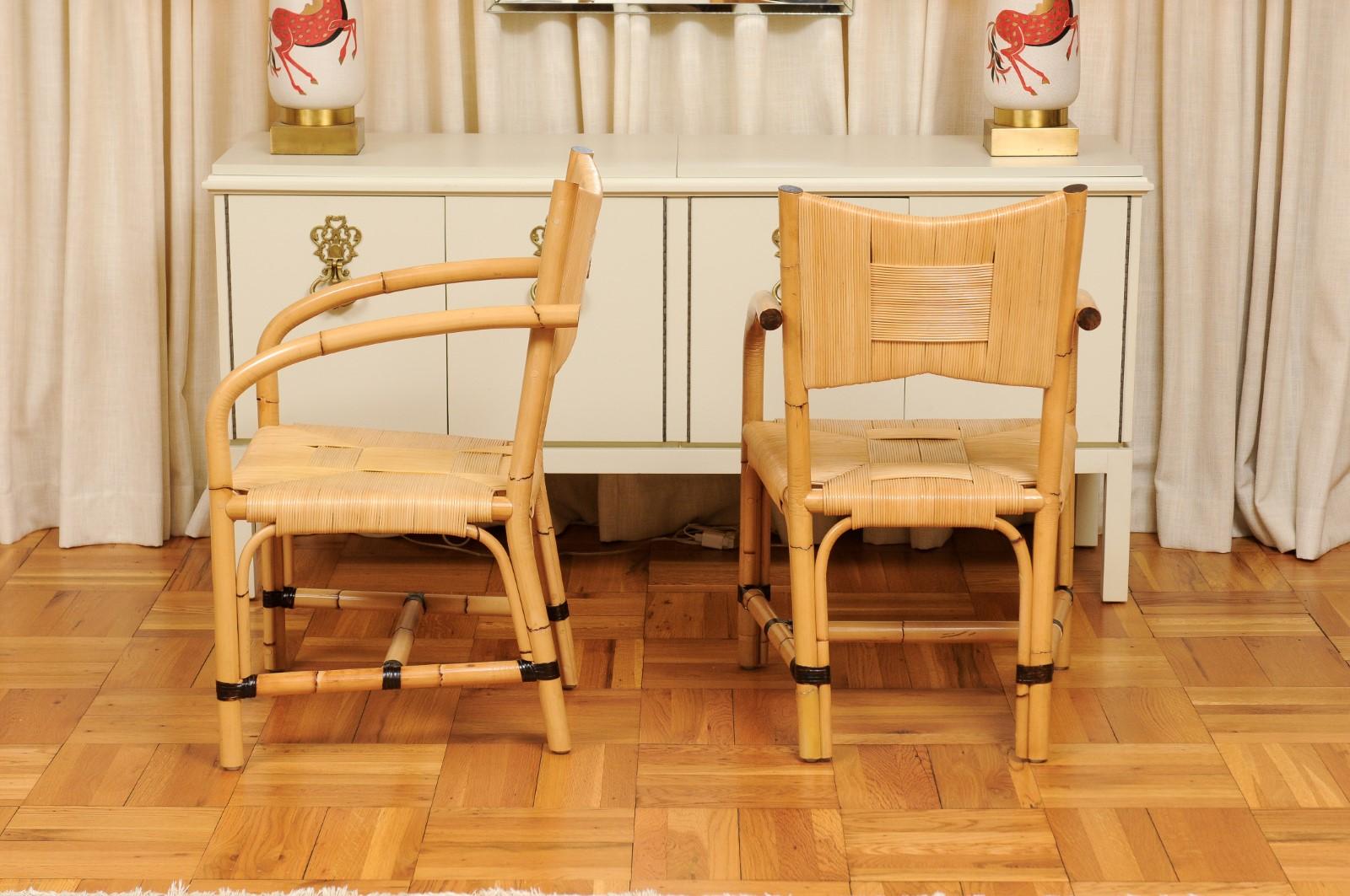 Superbo set di 12 sedie in rattan di canna merbau ALL ARMS di John Hutton per Donghia in vendita 6