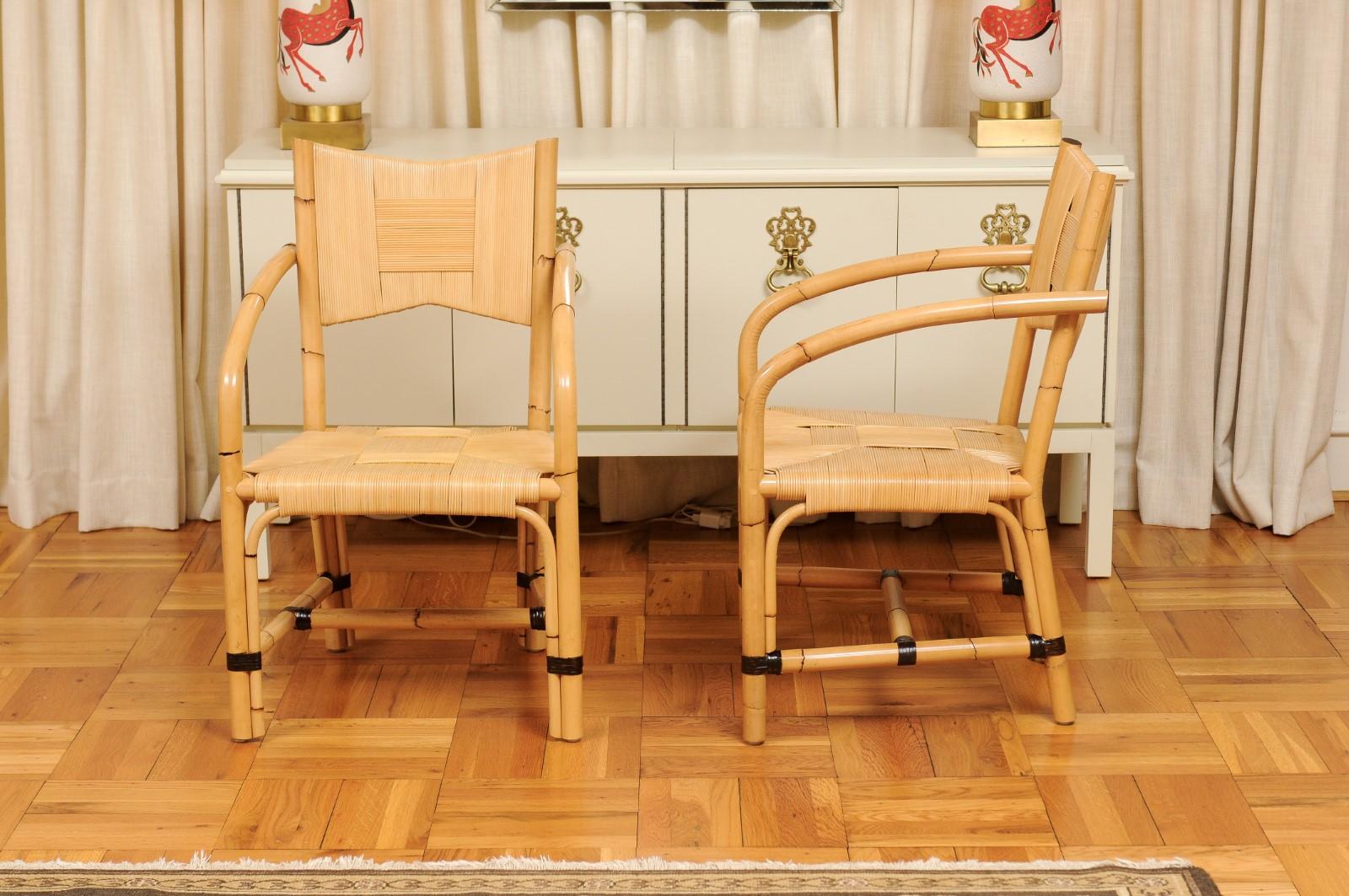 Superbo set di 12 sedie in rattan di canna merbau ALL ARMS di John Hutton per Donghia in vendita 8