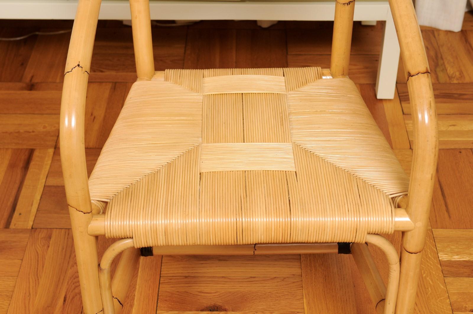 Superbo set di 12 sedie in rattan di canna merbau ALL ARMS di John Hutton per Donghia in vendita 1