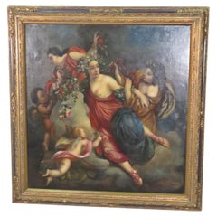 Superb Allegorical with Maidens and Cherub and Gilded Frame circa 1890s
