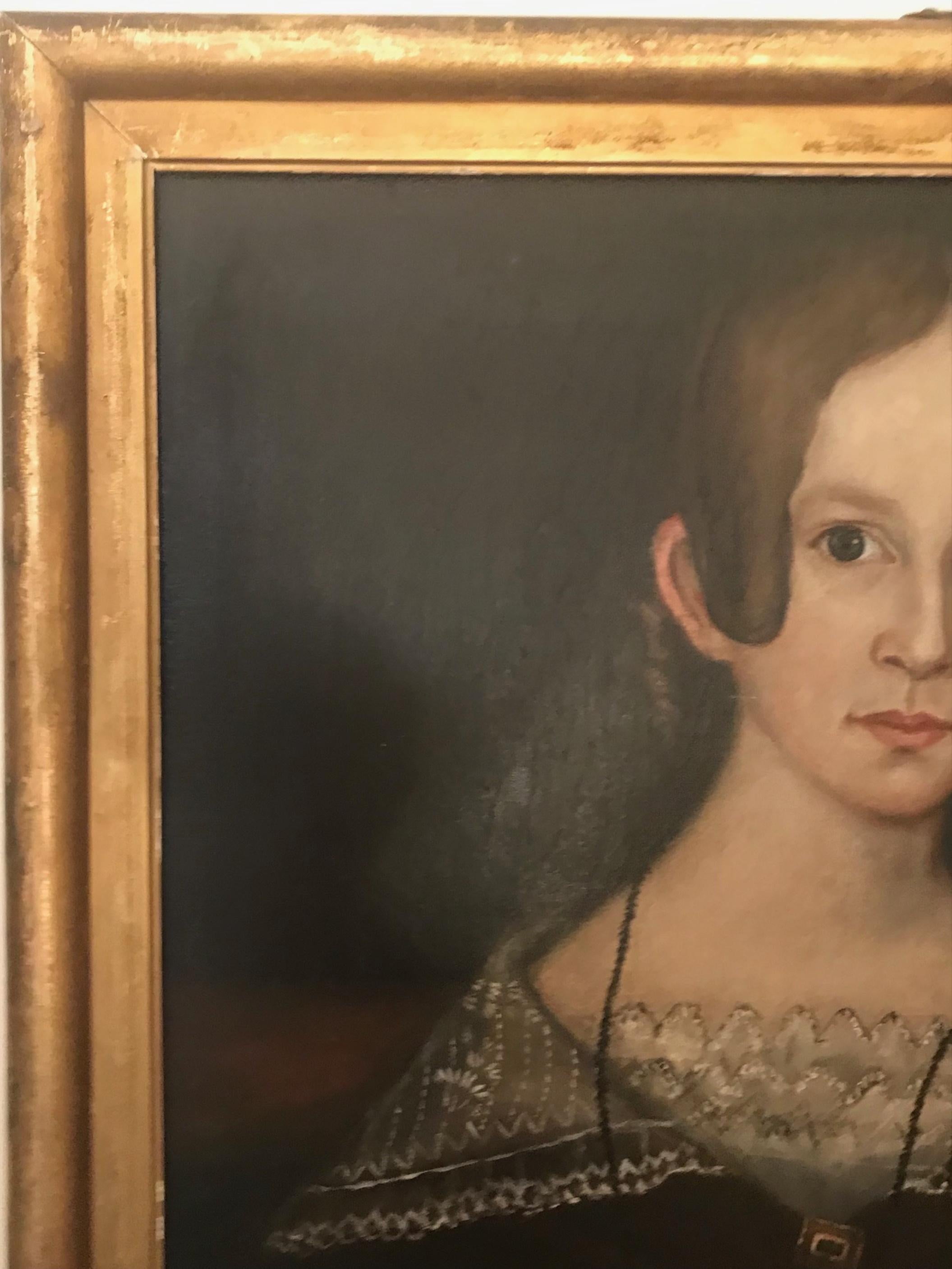 Hervorragendes Ammi Phillips-Porträtgemälde der amerikanischen Volkskunst, um 1840 im Angebot 5