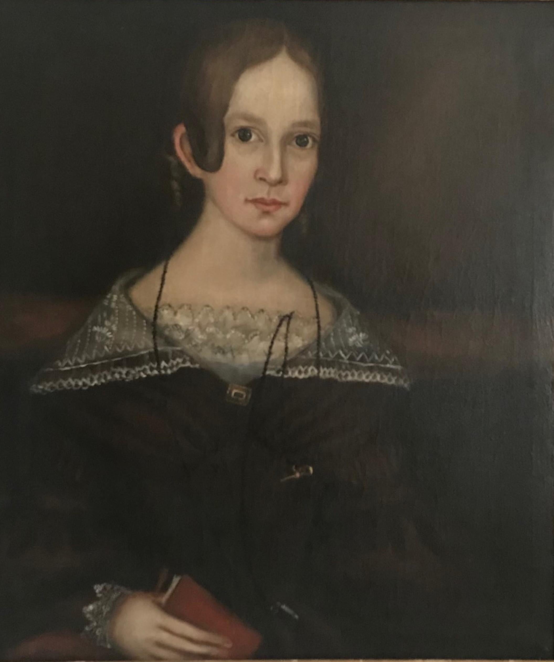 Hervorragende Ammi Phillips American Folk Art Porträtmalerei, um 1840

Wir sind stolz auf den Erwerb dieses authentischen Meisterwerks von Ammi Phillips (1788-1865).
Das fein gezeichnete Porträt zeigt ein attraktives junges Mädchen in reizvoller,