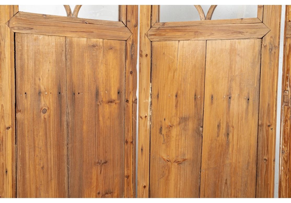 Superb and Architectural Chinese Carved Wood and Glass Four-Panel Screen For Sale 6