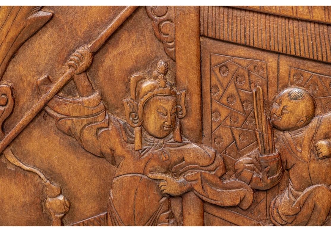 Superb und architektonischen chinesischen geschnitzten Holz und Glas Vier-Panel-Bildschirm (Qing-Dynastie) im Angebot