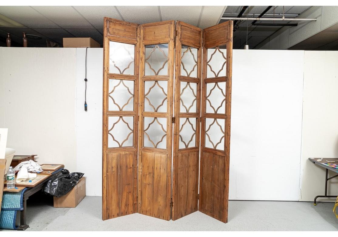 Superb und architektonischen chinesischen geschnitzten Holz und Glas Vier-Panel-Bildschirm im Angebot 2