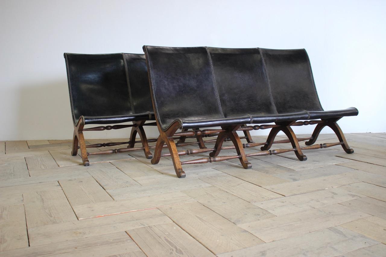 20th Century Superb and Comfortable Pair of 1960s Spanish Leather Sofas/ Benches For Sale