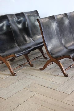 Superb and Comfortable Pair of 1960s Spanish Leather Sofas/ Benches