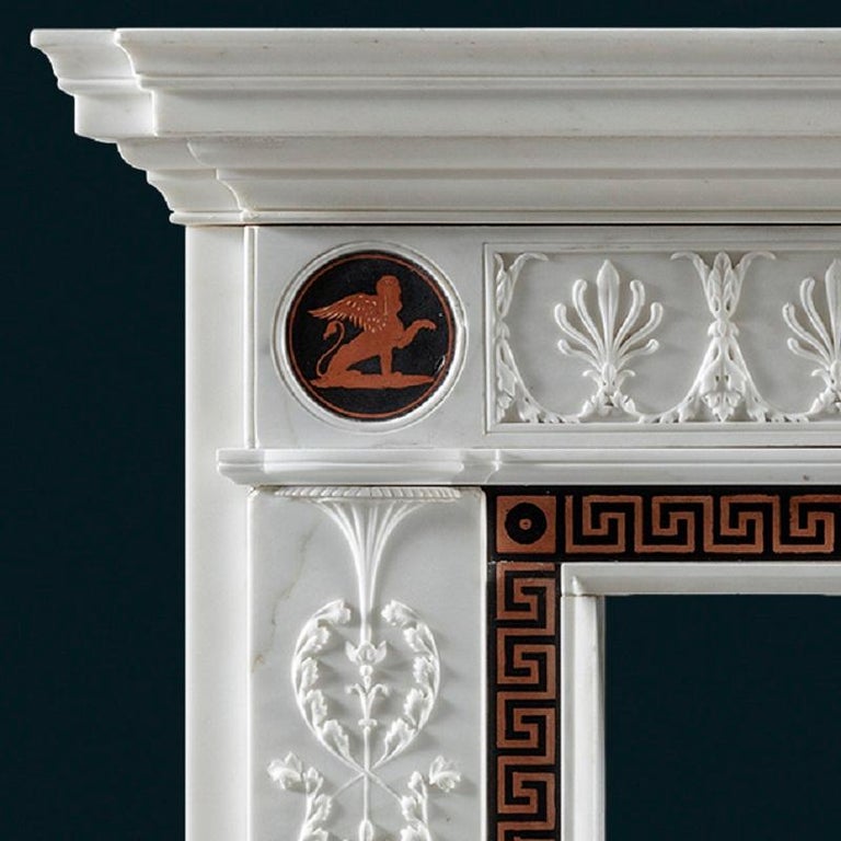 Inlay Mid 18th Century George III Neoclassical Statuary Marble Fireplace after Adam For Sale