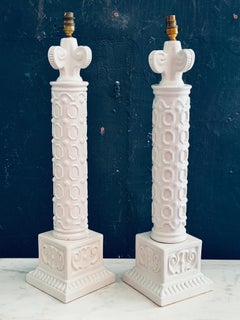 Superb And Rare Pair Of Large Casa Pupo Column Table Lamps
