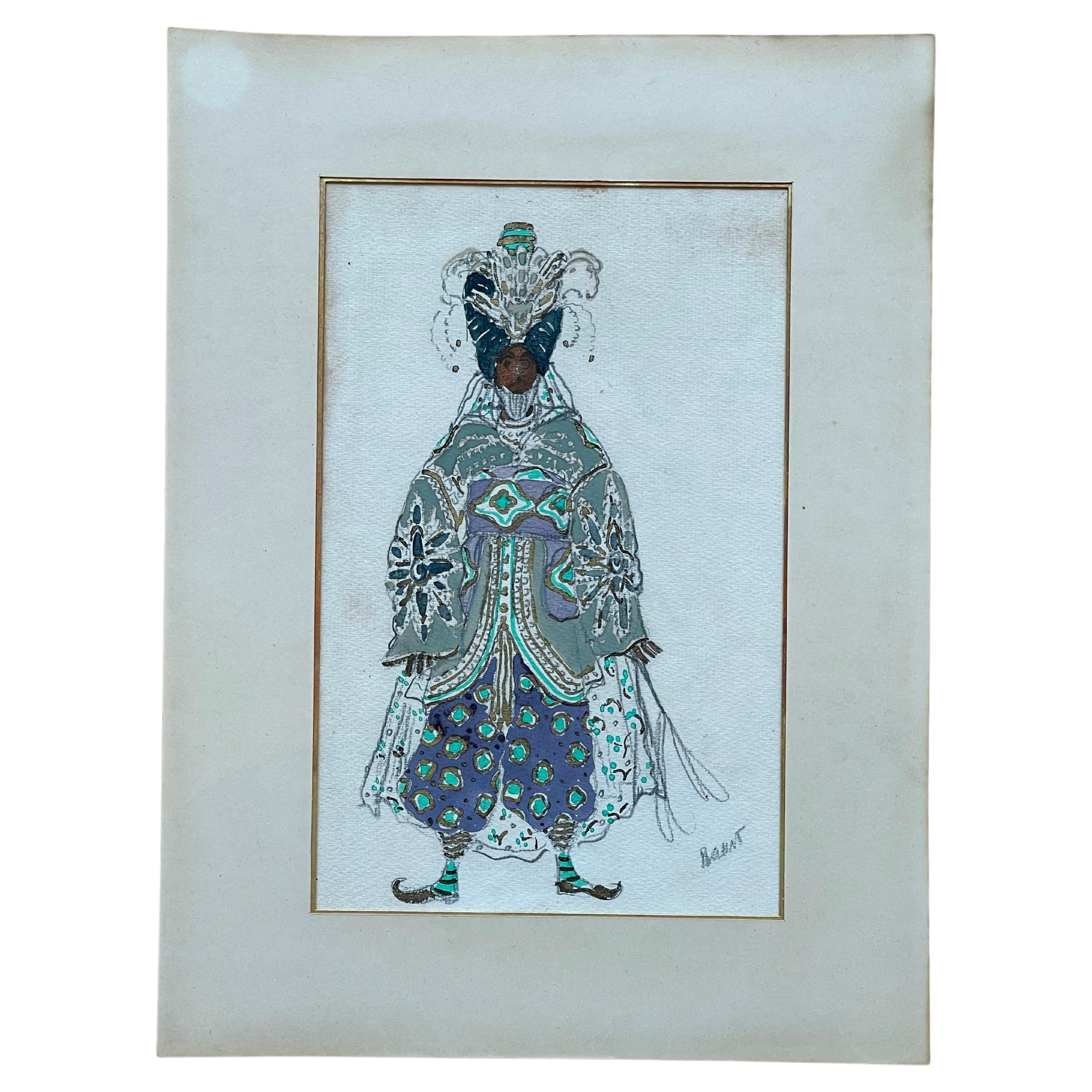  Beautiful study of a ballet costume by Léon Bakst (1866-1924) from 1919. 

This painting was created by Léon Bakst, painter, illustrator and costume designer for the  Russian Ballets from 1909 to 1921. He designed costumes inspirated by oriental