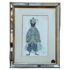 Superb and rare Study of Aladdin Ballet Costume by Léon Bakst, France, 1919